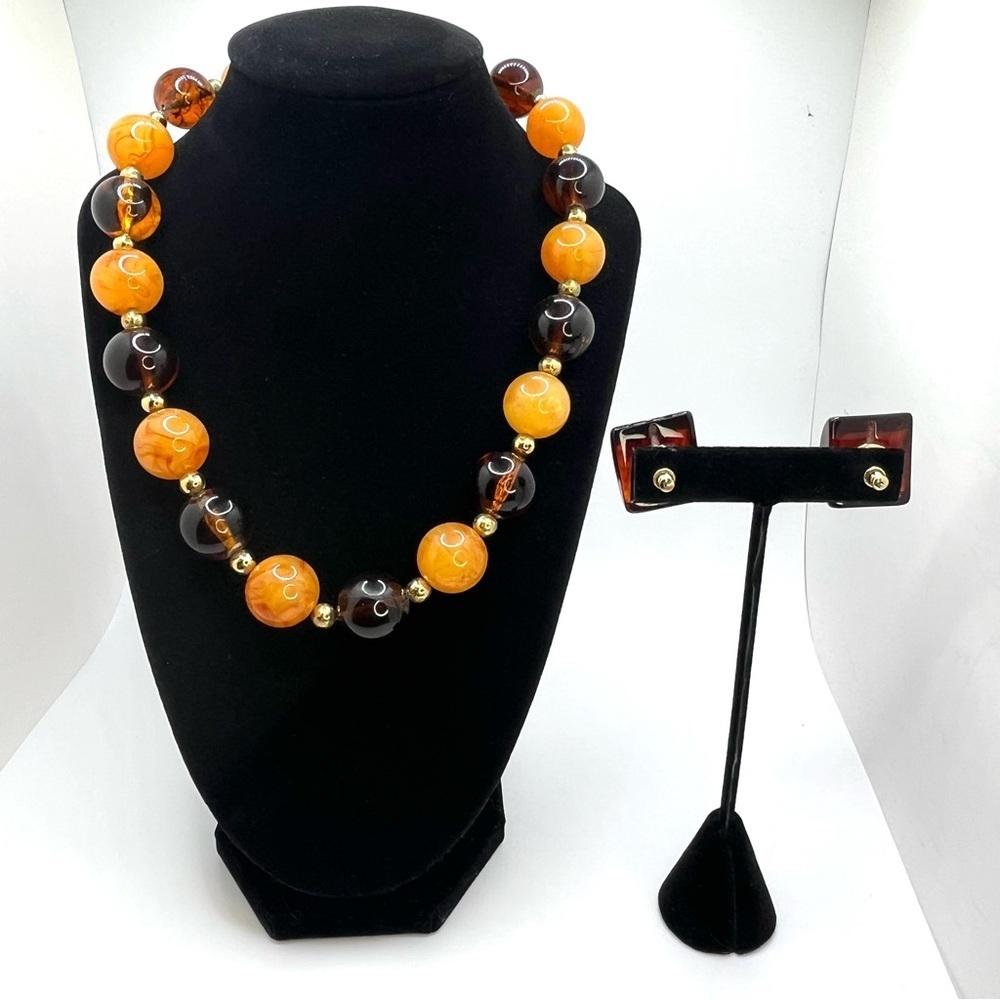 Vintage Napier Lucite Bead Necklace & Earrings Set - Picture 3 of 15